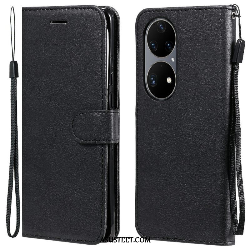 Kotelot Huawei P50 Pro Suojaketju Kuori Strappy Leather Effect