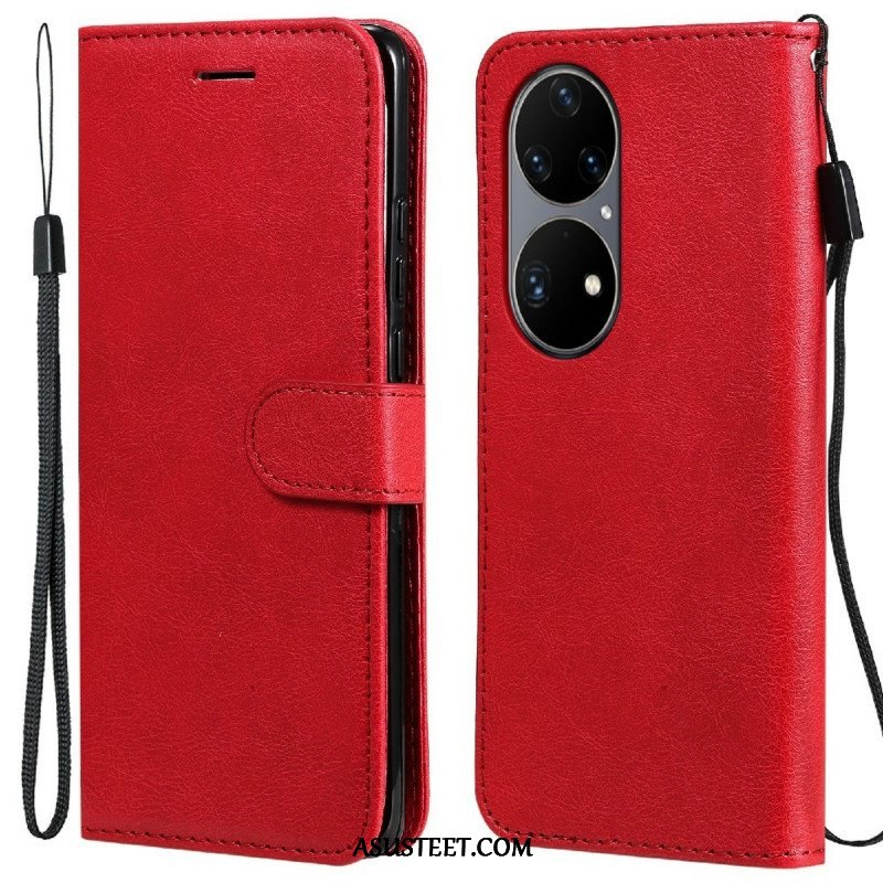 Kotelot Huawei P50 Pro Suojaketju Kuori Strappy Leather Effect