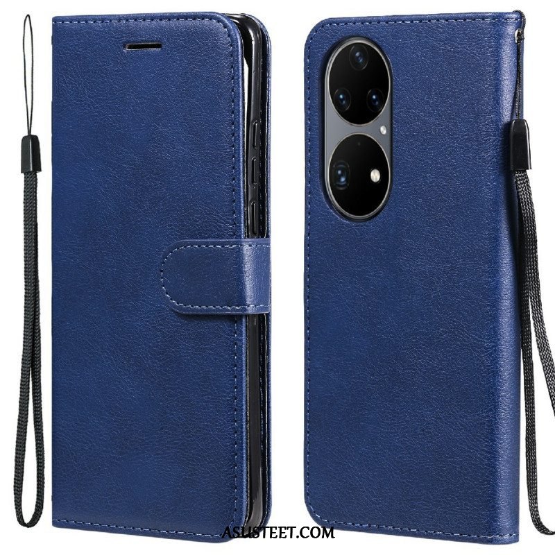 Kotelot Huawei P50 Pro Suojaketju Kuori Strappy Leather Effect