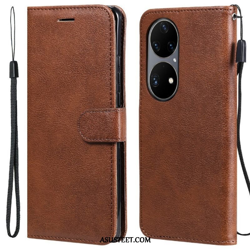 Kotelot Huawei P50 Pro Suojaketju Kuori Strappy Leather Effect