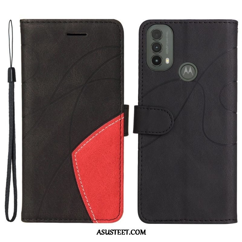 Kotelot Moto E40 / E30 / E20 Kaksisävyinen Signature Faux Leather