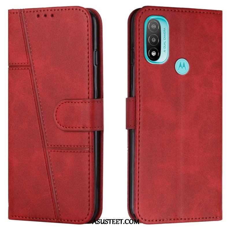 Kotelot Moto E40 / E30 / E20 Suojaketju Kuori Strappy Geo Leather Effect