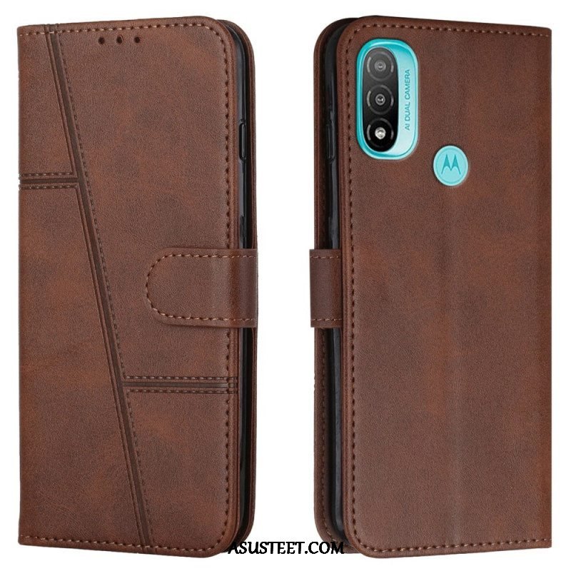 Kotelot Moto E40 / E30 / E20 Suojaketju Kuori Strappy Geo Leather Effect