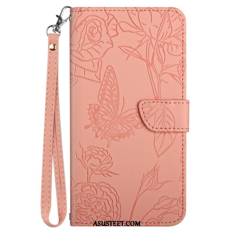 Kotelot Oppo Find X5 Lite Suojaketju Kuori Strap Butterflies Print