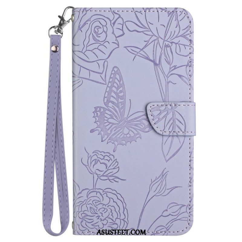 Kotelot Oppo Find X5 Lite Suojaketju Kuori Strap Butterflies Print