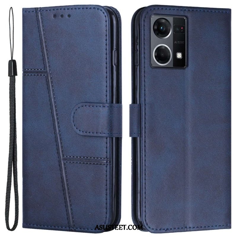 Kotelot Oppo Reno 7 Suojaketju Kuori Strappy Geo Leather Effect