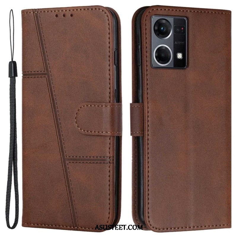 Kotelot Oppo Reno 7 Suojaketju Kuori Strappy Geo Leather Effect