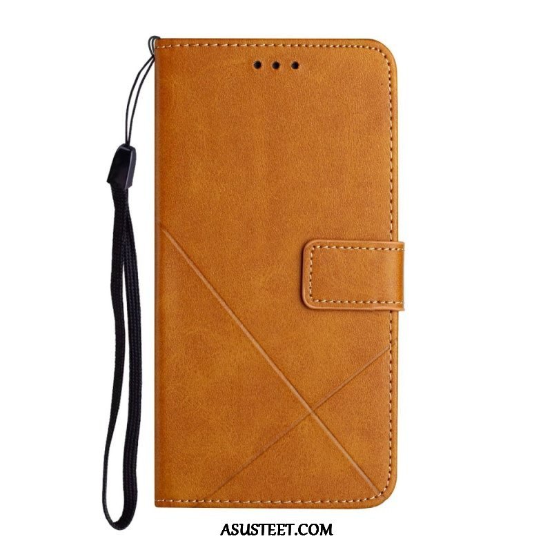 Kotelot Samsung Galaxy A14 / A14 5G Suojaketju Kuori Strappy Geometric Leather Style