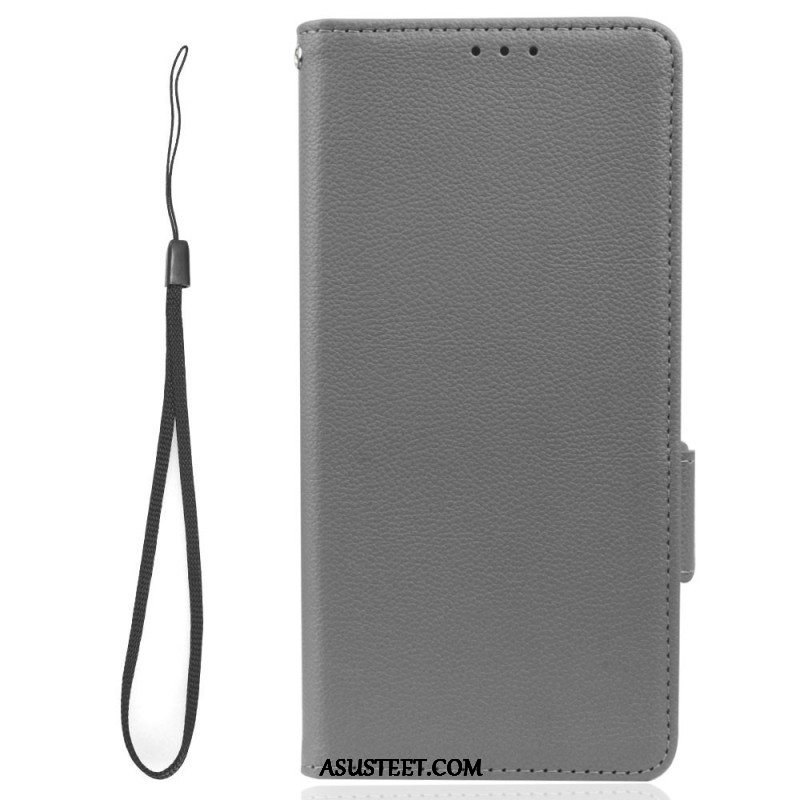 Kotelot Samsung Galaxy A14 / A14 5G Suojaketju Kuori Strappy Litchi Leather Style