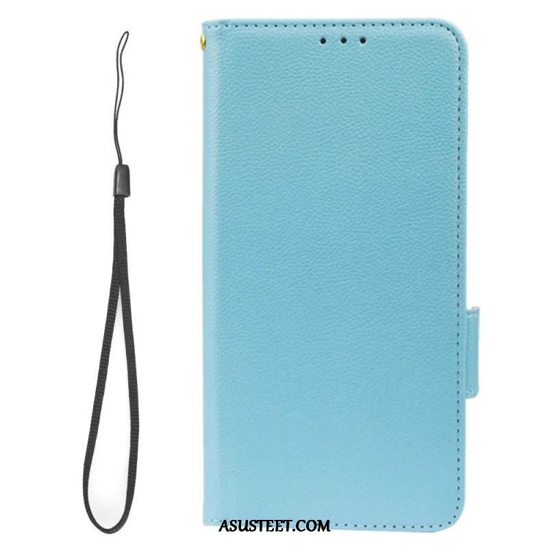 Kotelot Samsung Galaxy A14 / A14 5G Suojaketju Kuori Strappy Litchi Leather Style