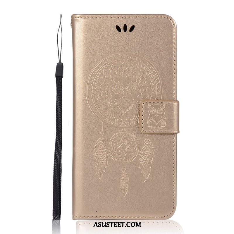 Kotelot Samsung Galaxy S22 Plus 5G Nahkaefekti Dreamcatcher Owl