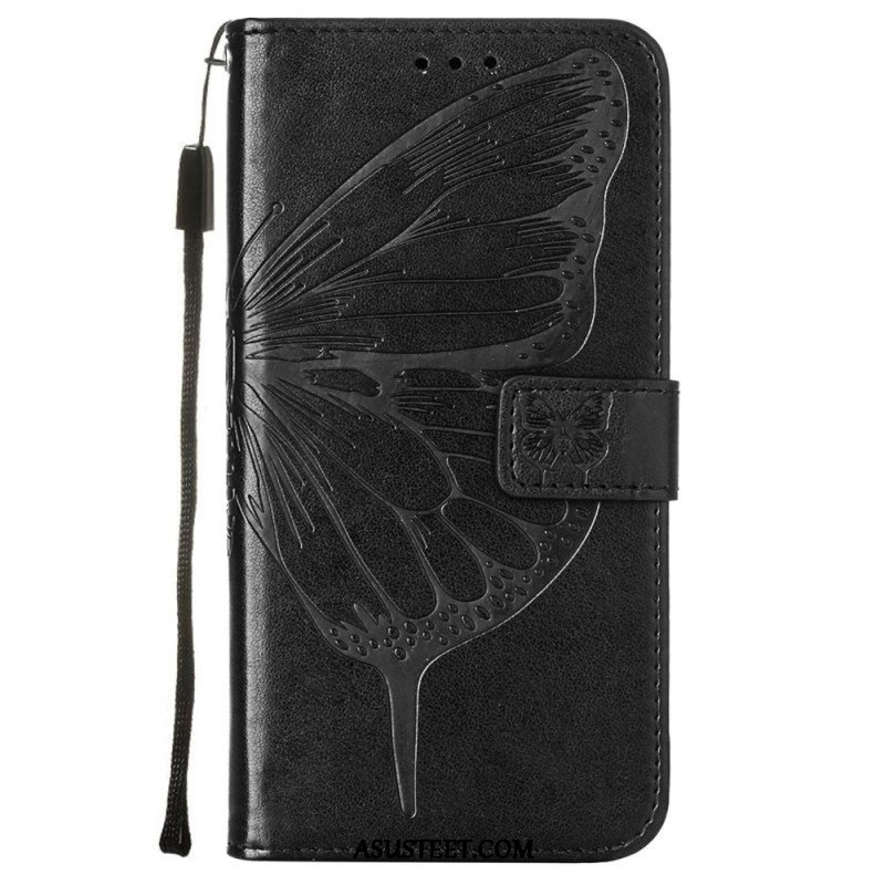 Kotelot Samsung Galaxy S23 5G Butterfly Design Kaulanauhalla