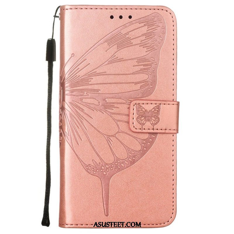 Kotelot Samsung Galaxy S23 5G Butterfly Design Kaulanauhalla