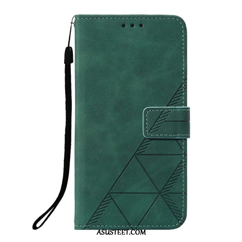 Kotelot Xiaomi Redmi Note 10 Pro Suojaketju Kuori Strappy Geometric Leather Style