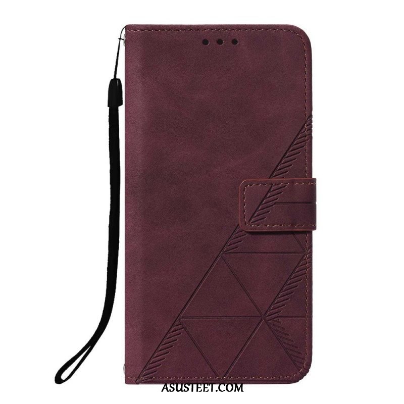 Kotelot Xiaomi Redmi Note 10 Pro Suojaketju Kuori Strappy Geometric Leather Style