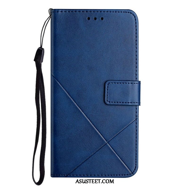 Kotelot iPhone 13 Pro Suojaketju Kuori Strappy Geometric Leather Style