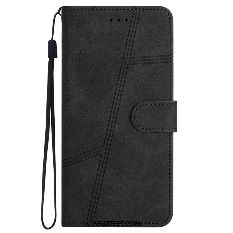 Kotelot iPhone 14 Pro Suojaketju Kuori Strappy Elegance Leather Style