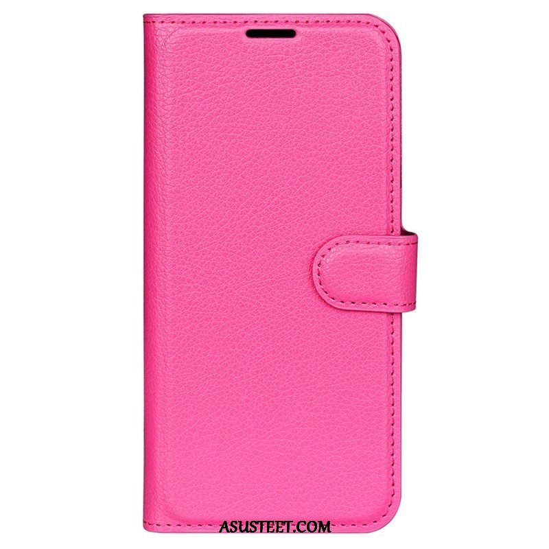 Kotelot iPhone 15 Classic Litchi Faux Leather