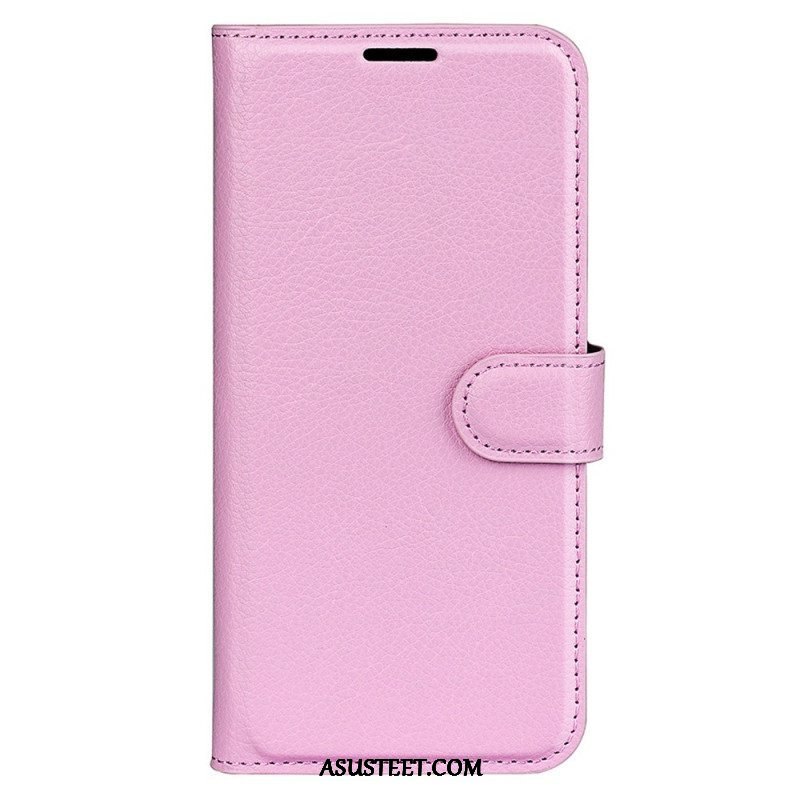 Kotelot iPhone 15 Classic Litchi Faux Leather