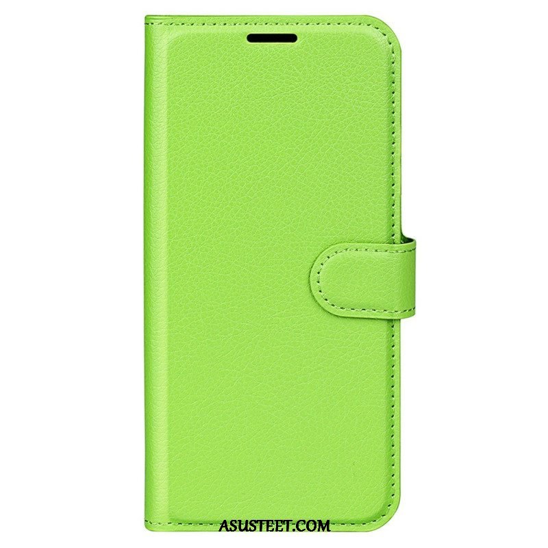 Kotelot iPhone 15 Classic Litchi Faux Leather