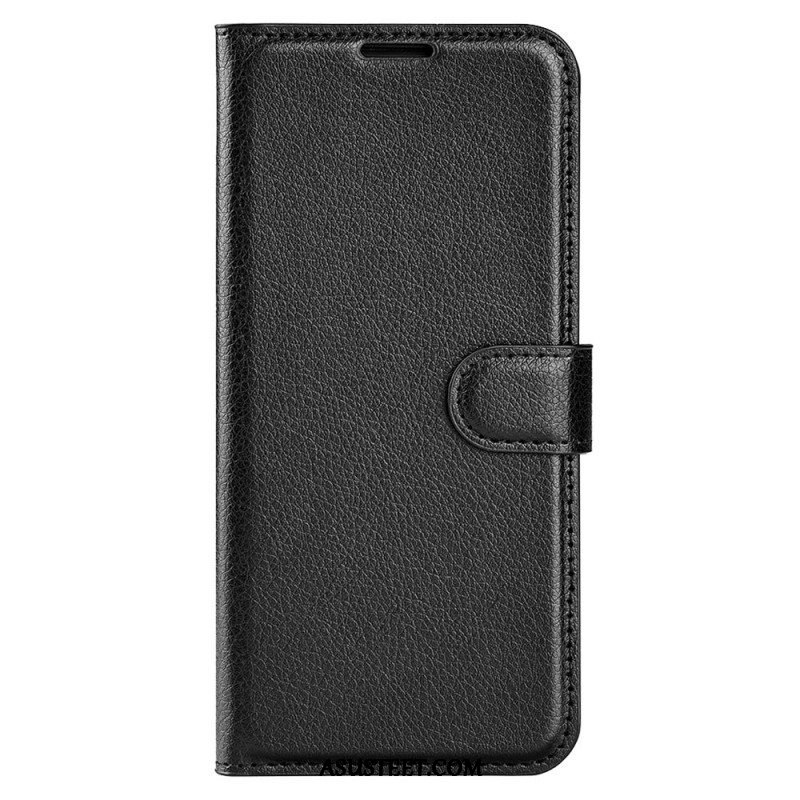 Kotelot iPhone 15 Plus Classic Litchi Faux Leather