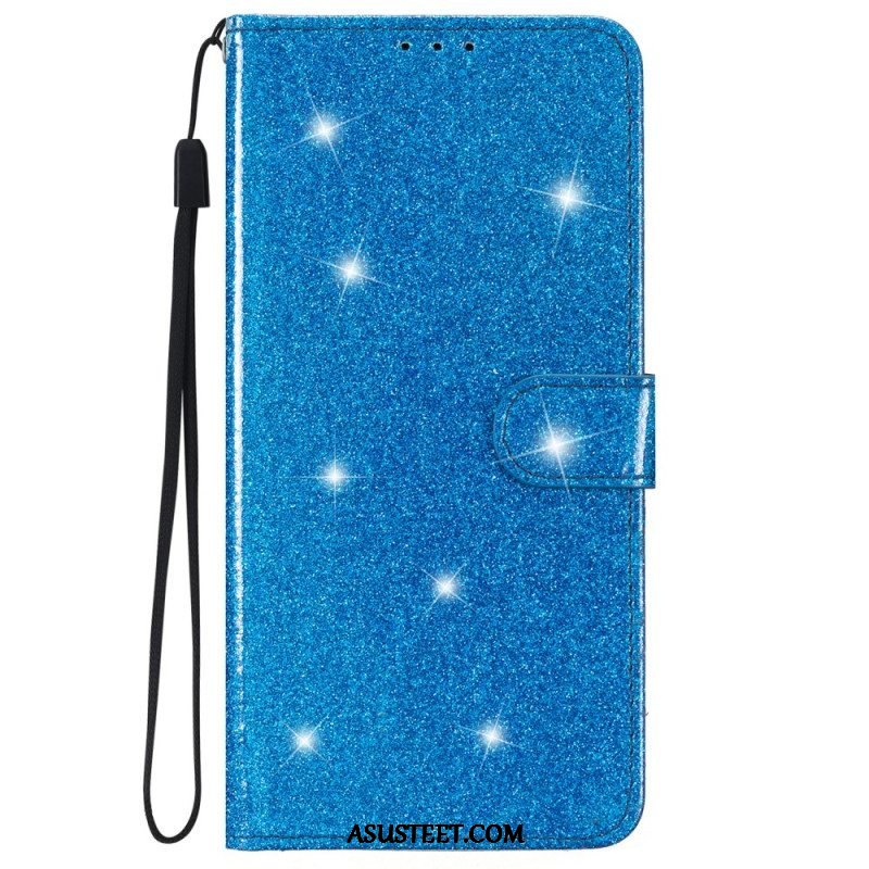 Kotelot iPhone 15 Plus Suojaketju Kuori Glitter-efekti Hihnalla