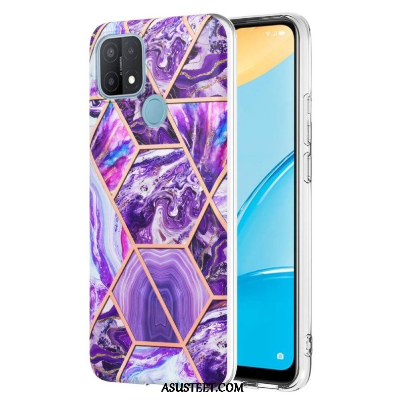 Kuori Oppo A15 Kiiltävä Geometrinen Marmori