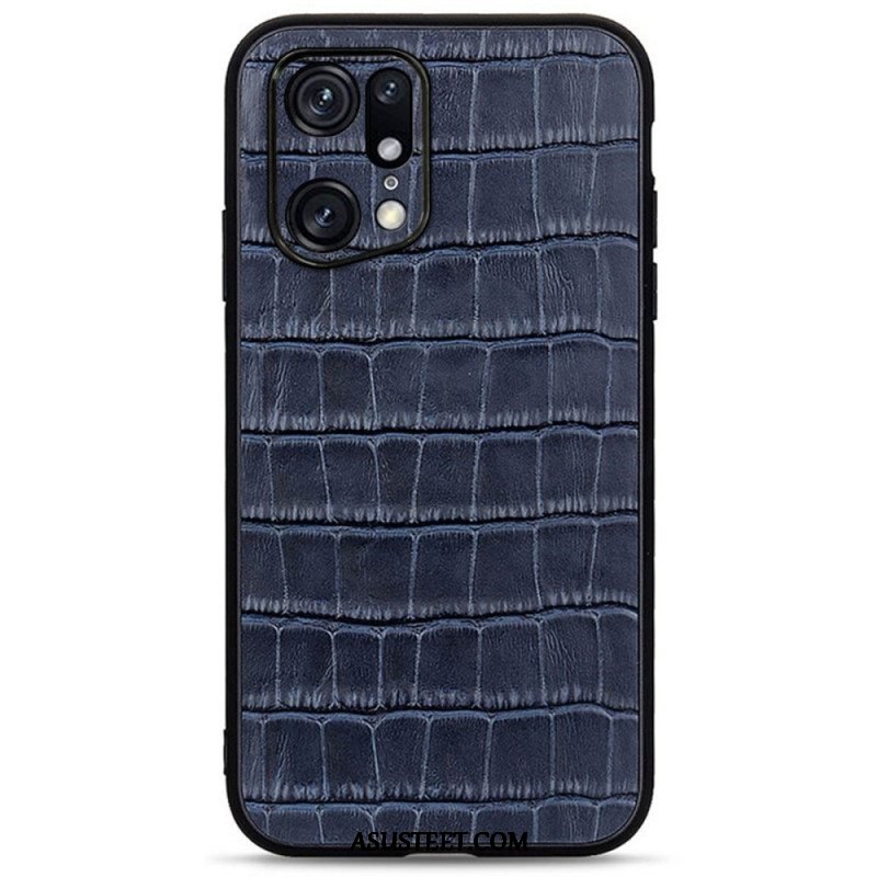 Kuori Oppo Find X5 Pro Aito Crocodile Texture -nahka