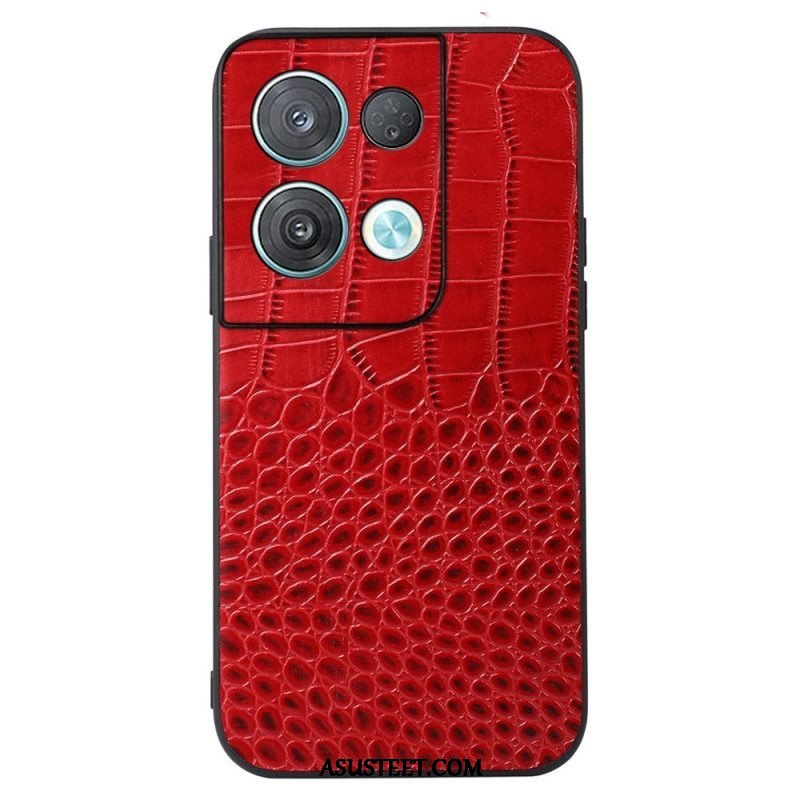 Kuori Oppo Reno 8 Aito Crocodile Texture -nahka