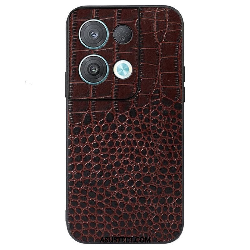 Kuori Oppo Reno 8 Aito Crocodile Texture -nahka