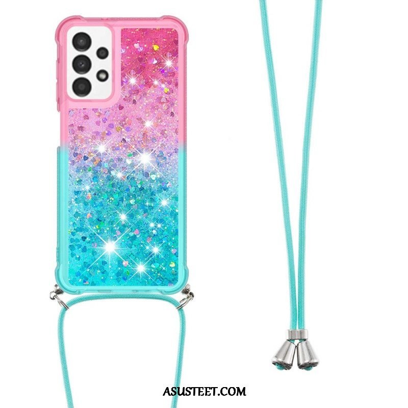 Kuori Samsung Galaxy A13 Kiristysnyörillä Glitter Silikoni Johto