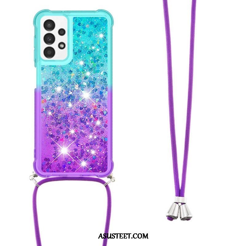 Kuori Samsung Galaxy A13 Kiristysnyörillä Glitter Silikoni Johto