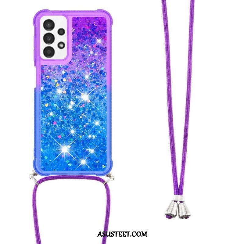 Kuori Samsung Galaxy A13 Kiristysnyörillä Glitter Silikoni Johto