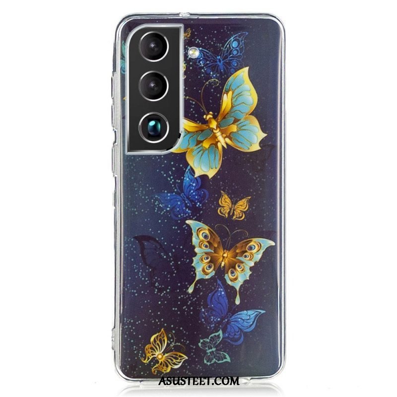 Kuori Samsung Galaxy S22 5G Fluoresoivat Siniset Perhoset