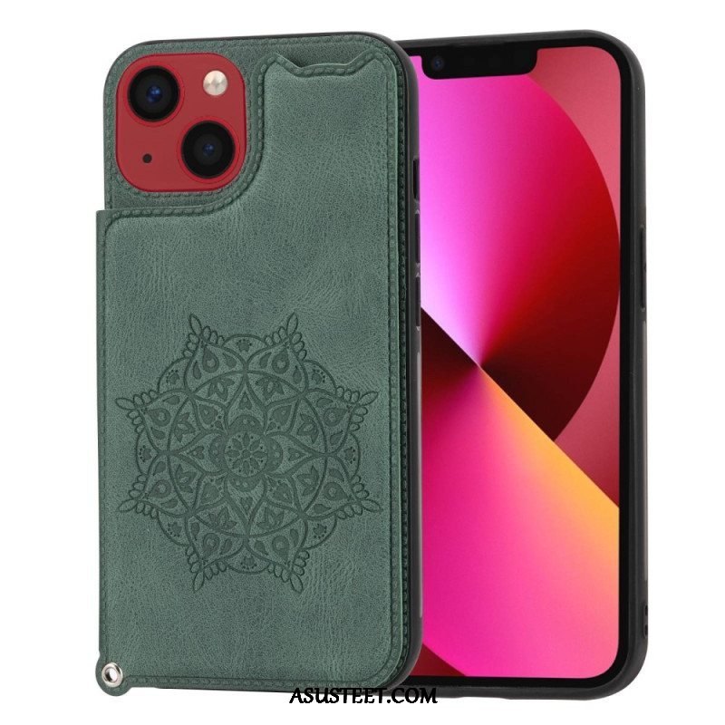 Kuori iPhone 14 Suojaketju Kuori Mandala Strap -korttipidike