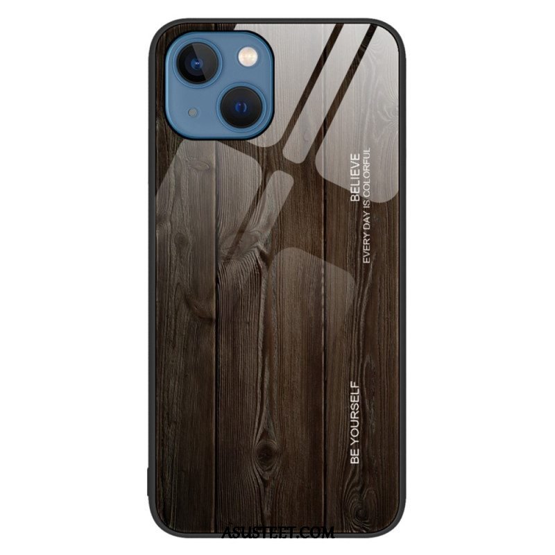 Kuori iPhone 14 Wood Design Karkaistu Lasi