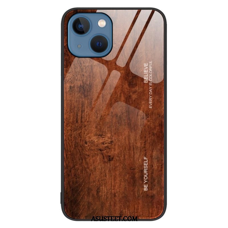 Kuori iPhone 14 Wood Design Karkaistu Lasi