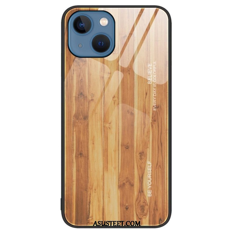 Kuori iPhone 15 Plus Tempered Glass Wood Design