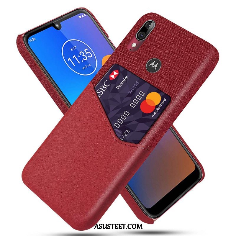 Moto E6 Plus Kuoret Kuori Nahka Pesty Suede Musta Puhelimen