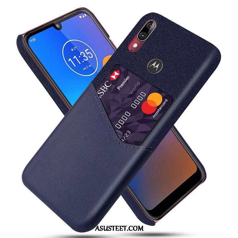 Moto E6 Plus Kuoret Kuori Nahka Pesty Suede Musta Puhelimen