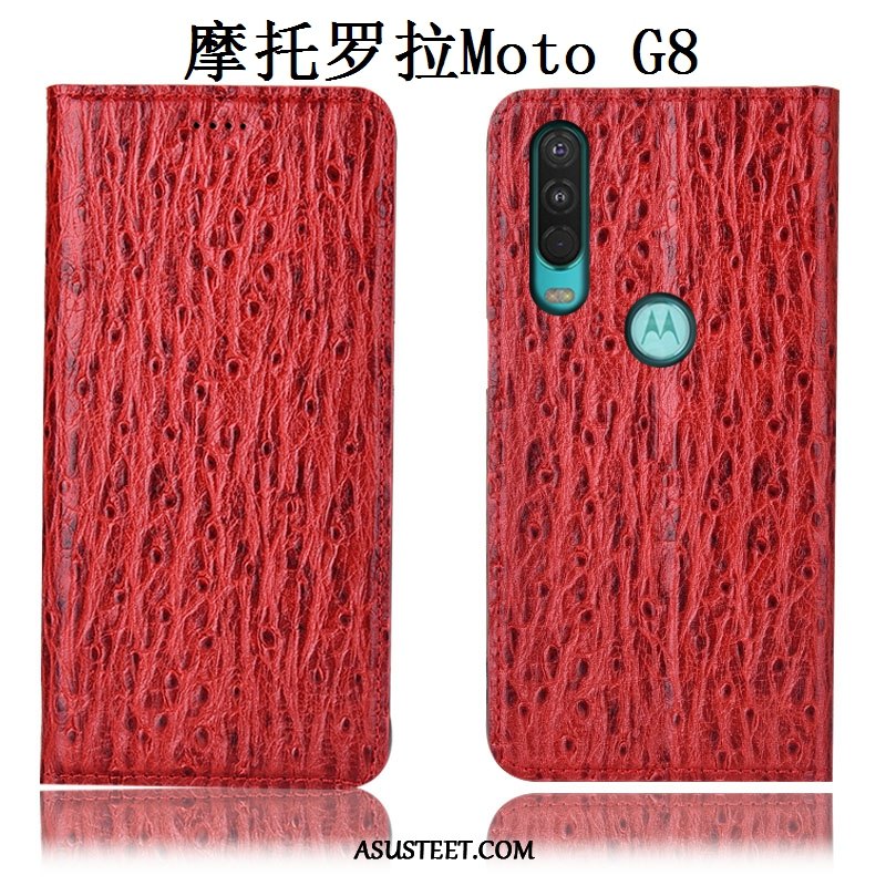 Moto G8 Kuoret Kotelo Murtumaton Aito Nahka Lintu Suojaus