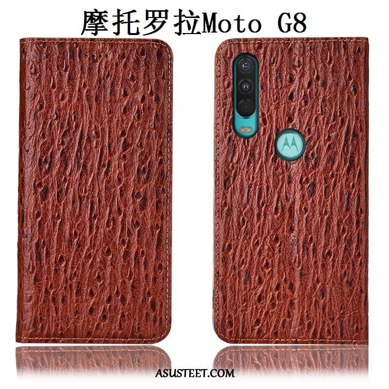 Moto G8 Kuoret Kotelo Murtumaton Aito Nahka Lintu Suojaus