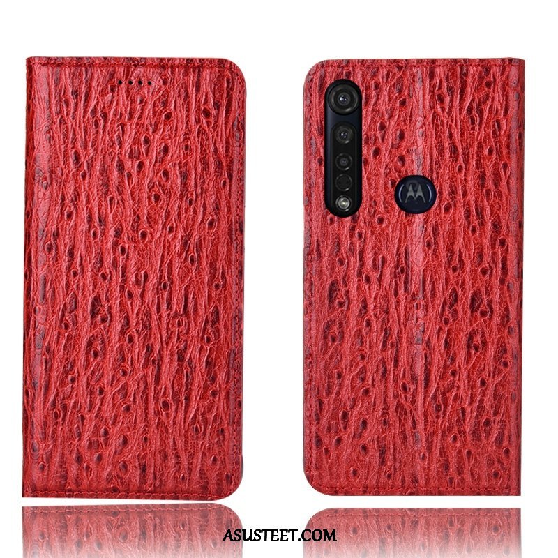 Moto G8 Plus Kuori Kuoret Murtumaton Aito Nahka Kukkakuvio All Inclusive Lintu