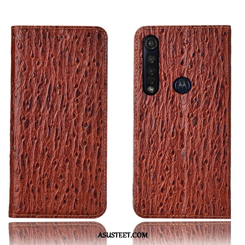 Moto G8 Plus Kuori Kuoret Murtumaton Aito Nahka Kukkakuvio All Inclusive Lintu