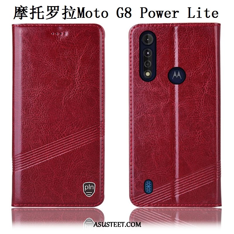 Moto G8 Power Lite Kuoret Kukkakuvio Suojaus Aito Nahka Kuori Kotelo