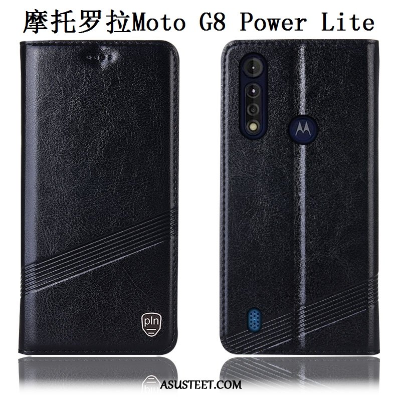 Moto G8 Power Lite Kuoret Kukkakuvio Suojaus Aito Nahka Kuori Kotelo