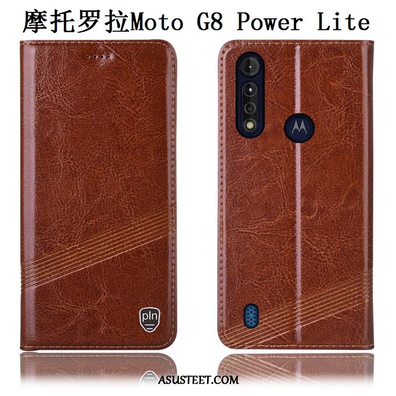 Moto G8 Power Lite Kuoret Kukkakuvio Suojaus Aito Nahka Kuori Kotelo