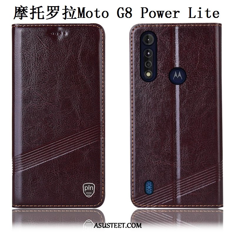 Moto G8 Power Lite Kuoret Kukkakuvio Suojaus Aito Nahka Kuori Kotelo