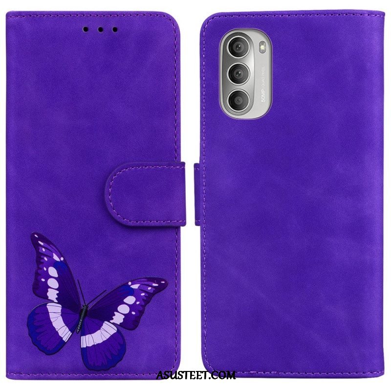 Nahkakotelo Moto G51 5G Skin Touch Butterfly