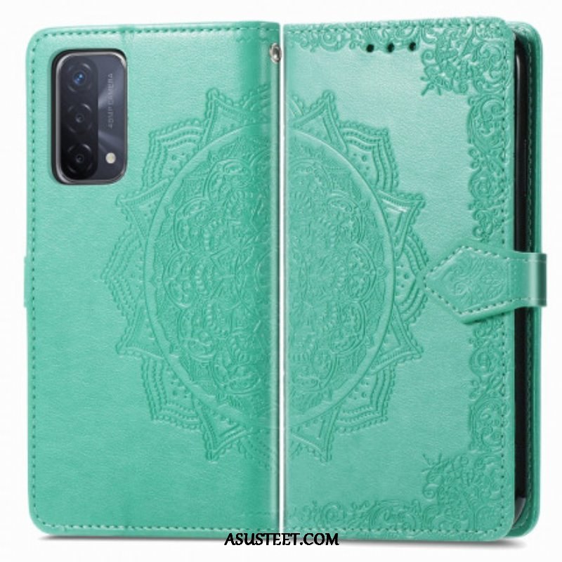 Nahkakotelo Oppo A54 5G / A74 5G Mandala Keskiaika